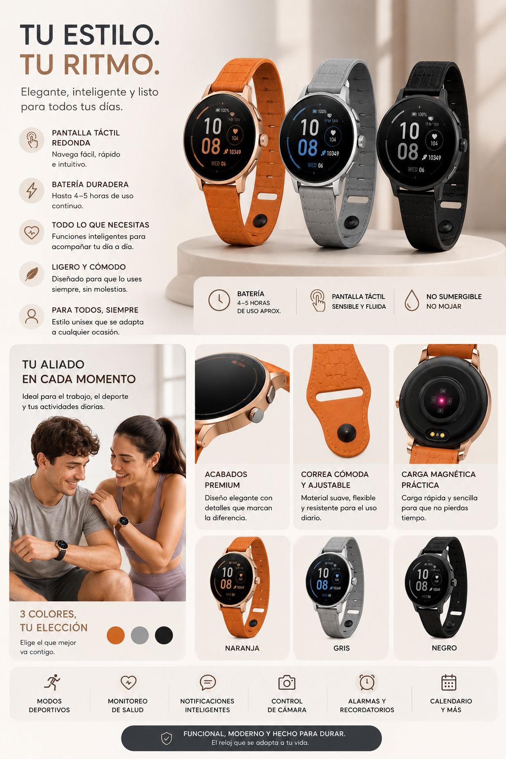 RELOJ SMARTWATCH REDONDO  V16PRO