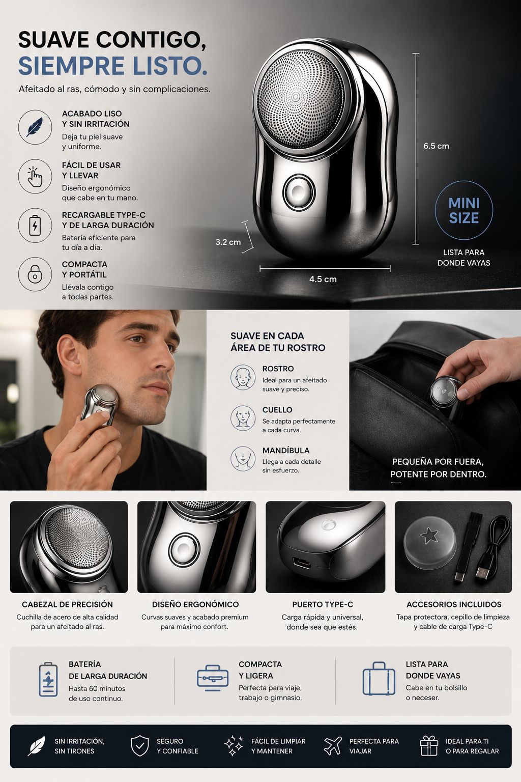 AFEITADORA RECARGABLE MINI SHAVER.E1N5