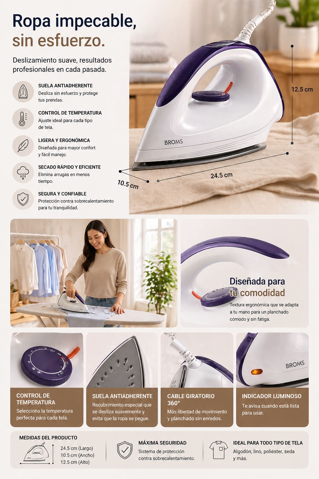 PLANCHA DE ROPA MARCA BROMS
