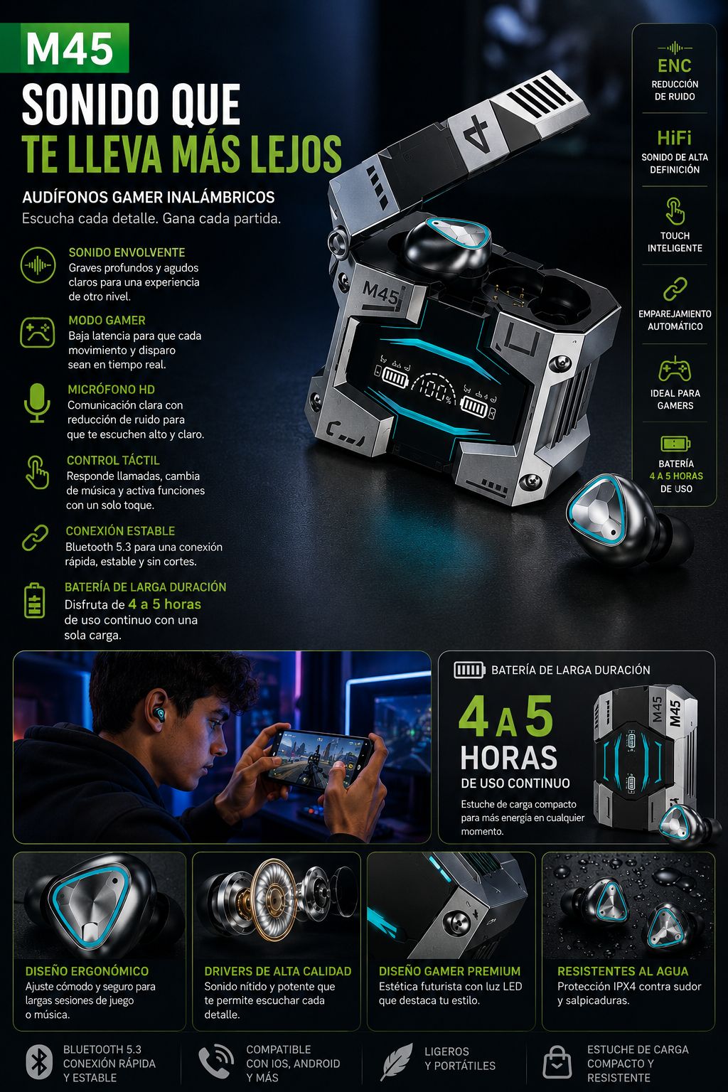 AUDÍFONOS M45 GAMERS