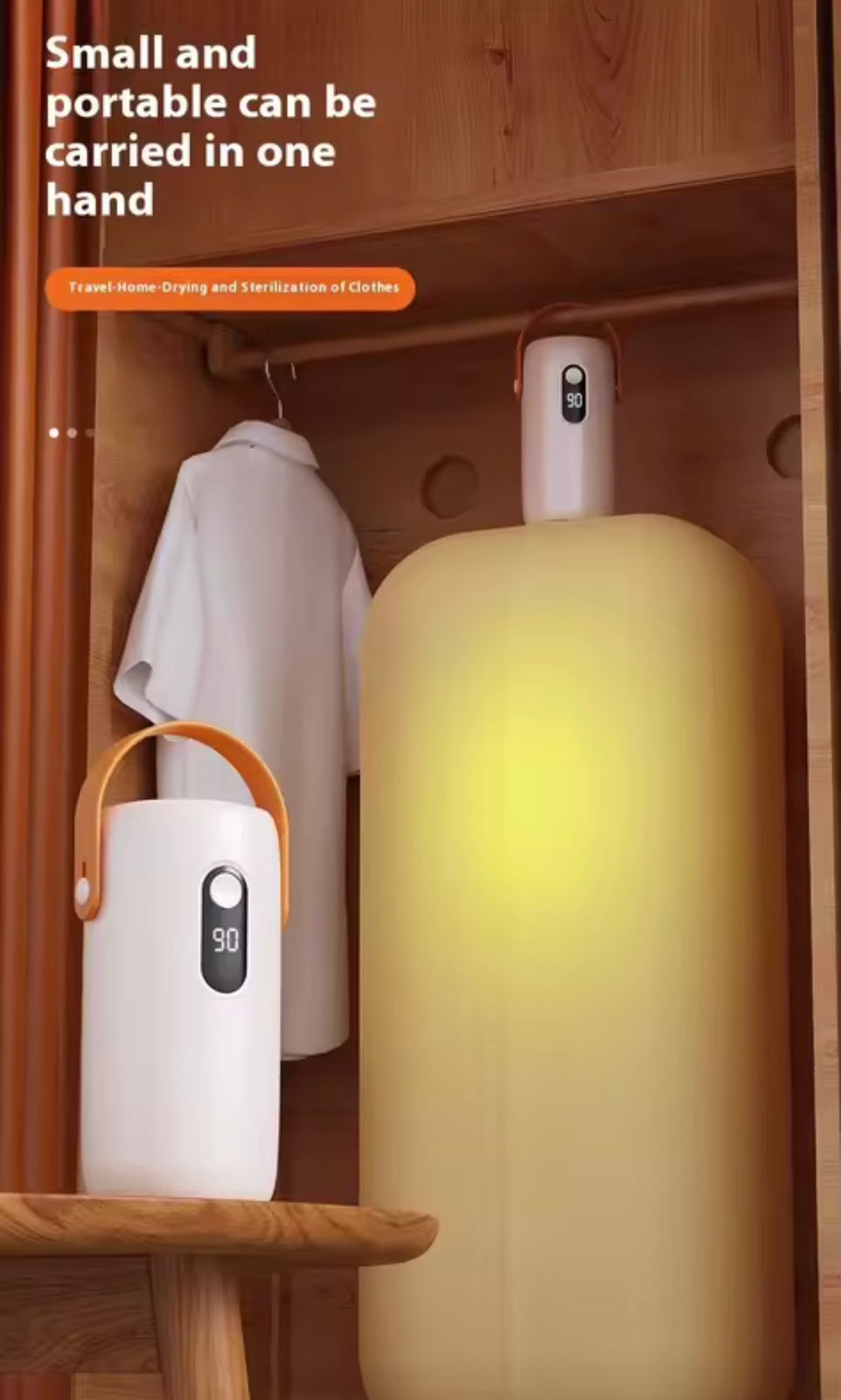 SECADOR DE ROPA PORTÁTIL CON LUZ MORADA