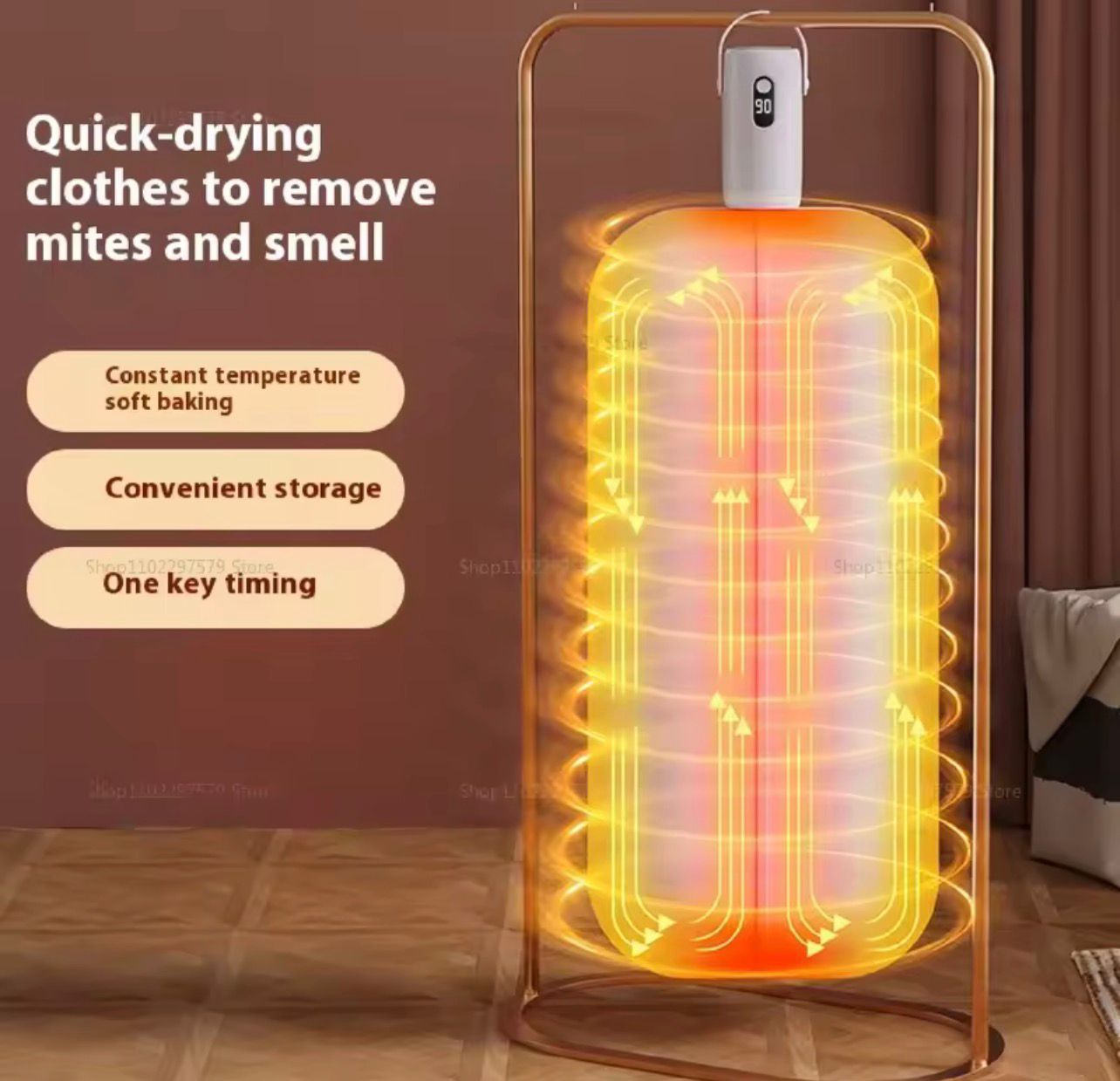 SECADOR DE ROPA PORTÁTIL CON LUZ MORADA