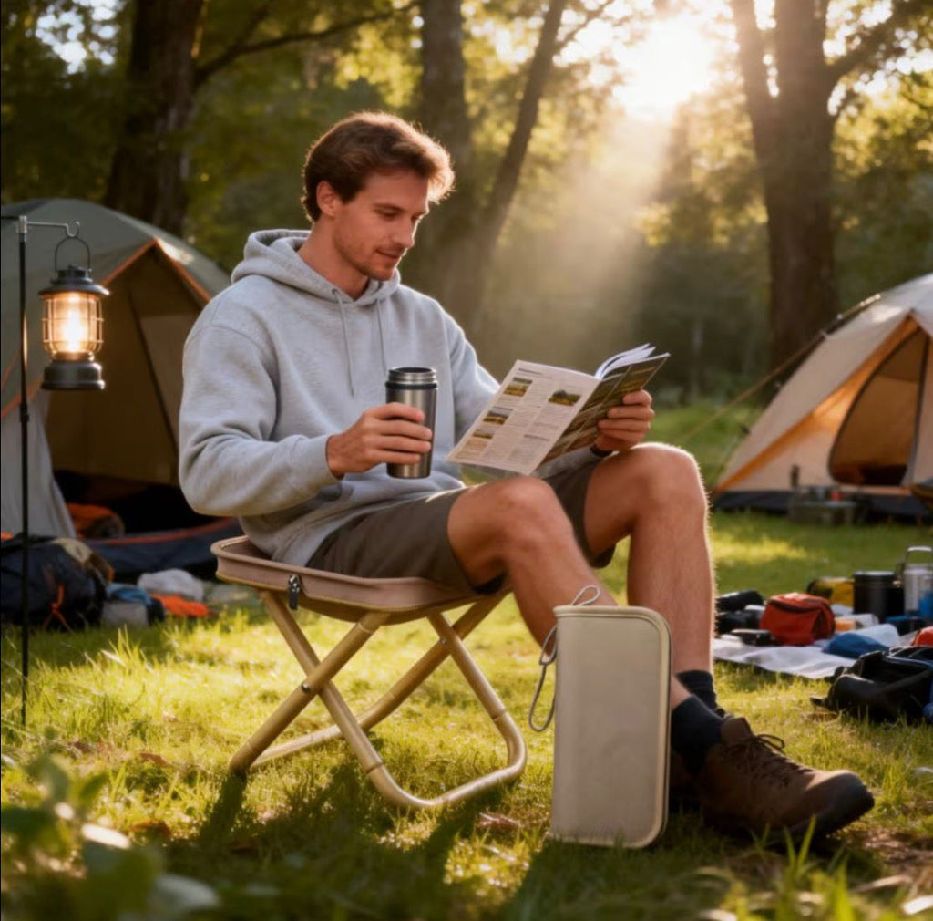 SILLA PLEGABLE PORTÁTIL (NEGRO/BEIGE)
