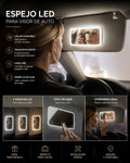 ESPEJO DE MAQUILLAJE CON LUZ LED PARA CARRO