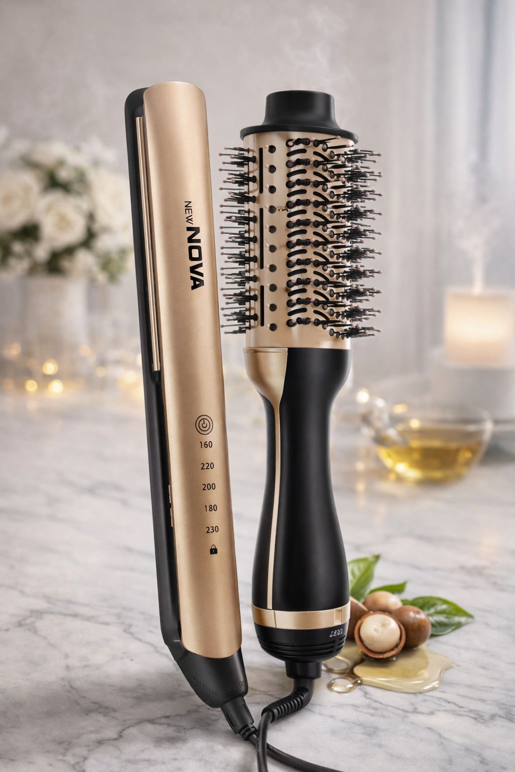 NEW NOVA Shine Therapy – Plancha + Cepillo Secador