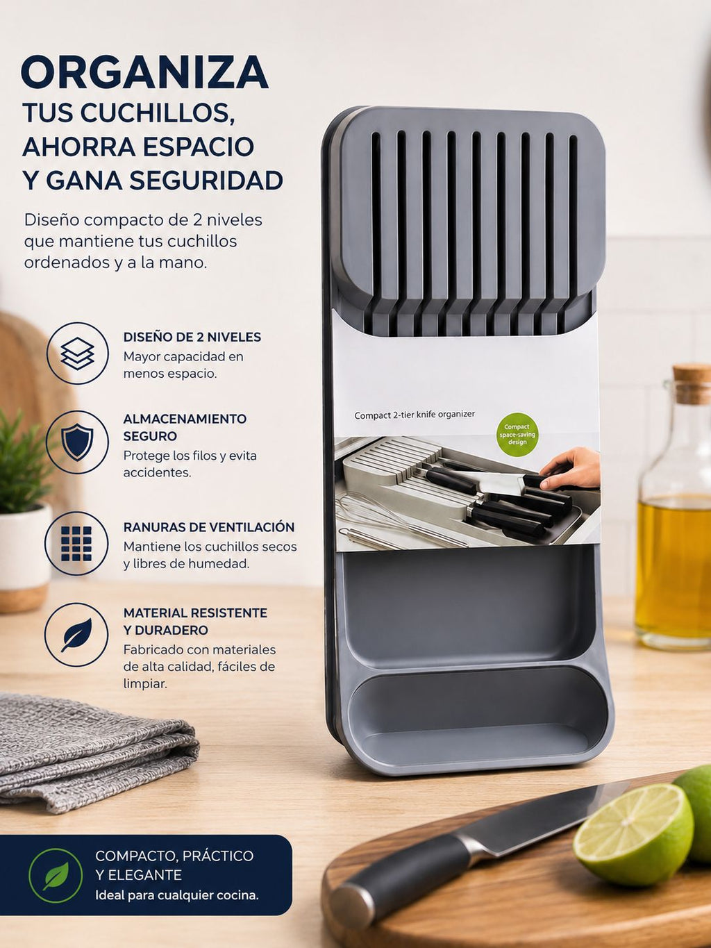 ORGANIZADOR DE CUCHILLOS 2 NIVELES