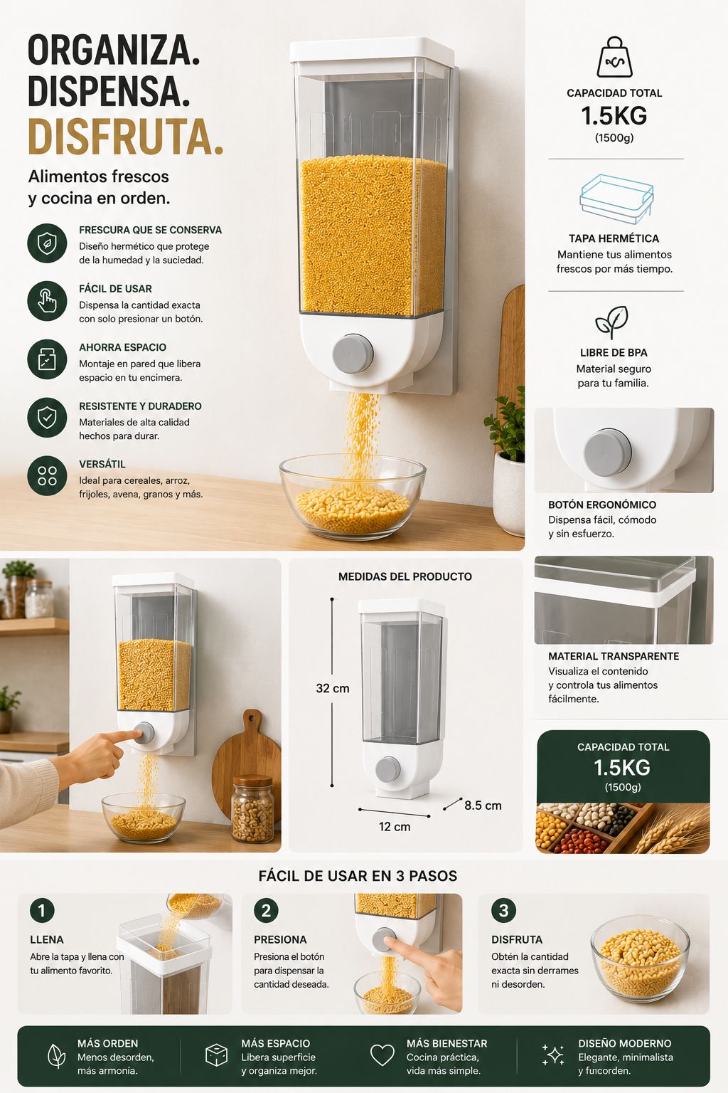 DISPENSADOR DE GRANOS PREMIUM