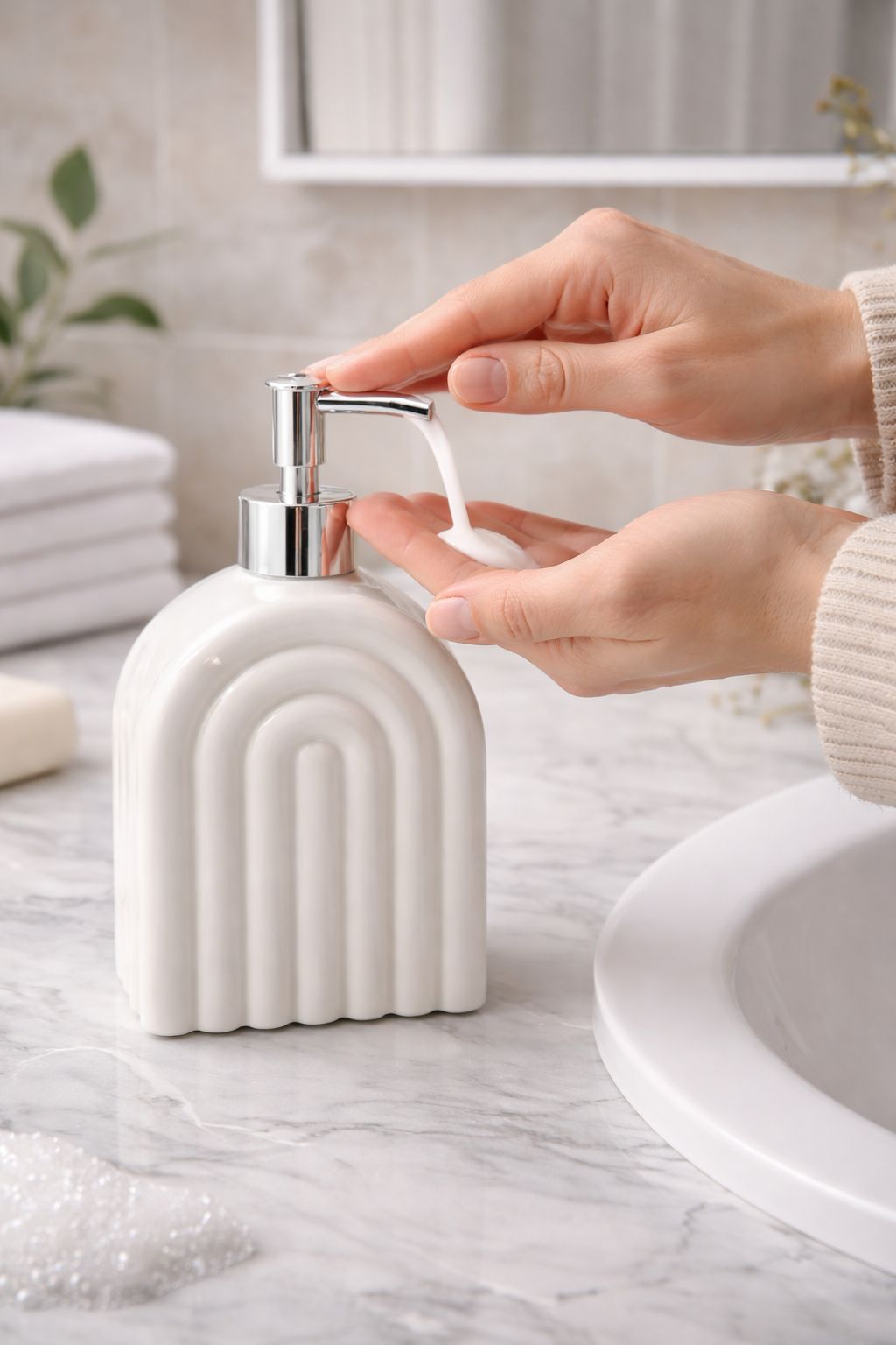 DISPENSADOR DE JABÓN ELEGANTE DE VIDRIO
