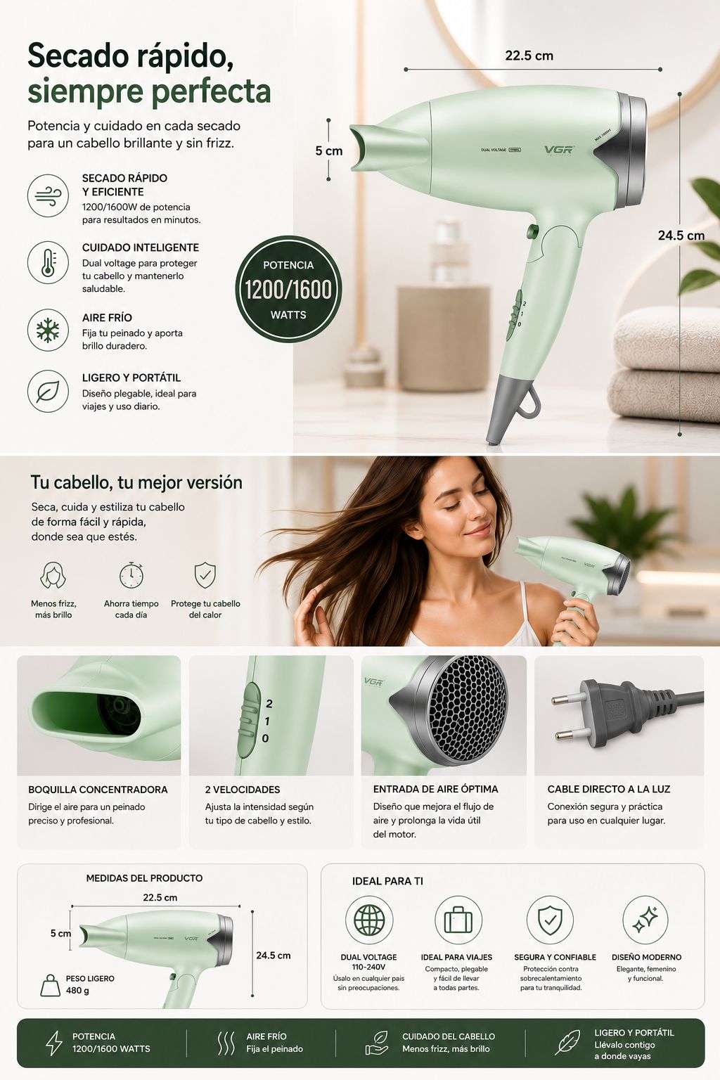 SECADOR PARA EL CABELLO V428