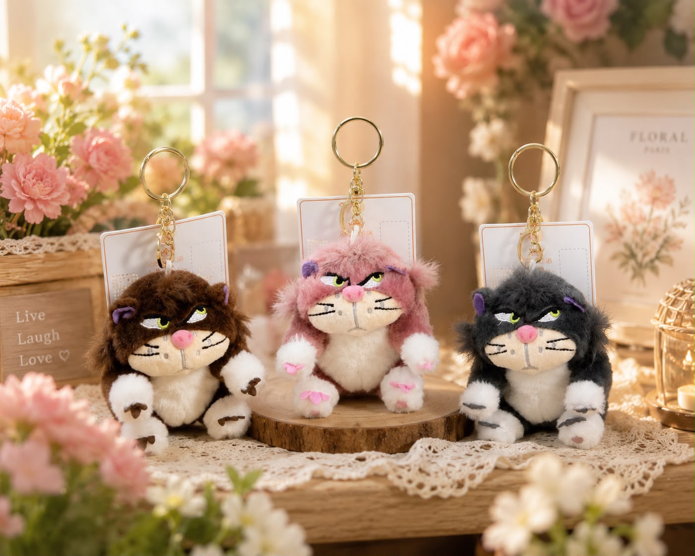 LLAVERO GATITO GRUÑÓN DE PELUCHE