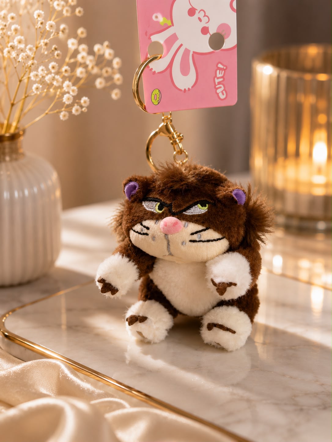 LLAVERO GATITO GRUÑÓN DE PELUCHE