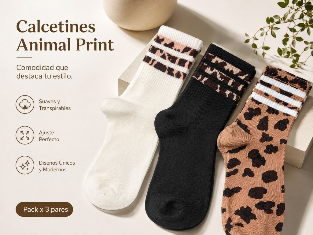 PACK X3 MEDIAS ANIMAL PRINT