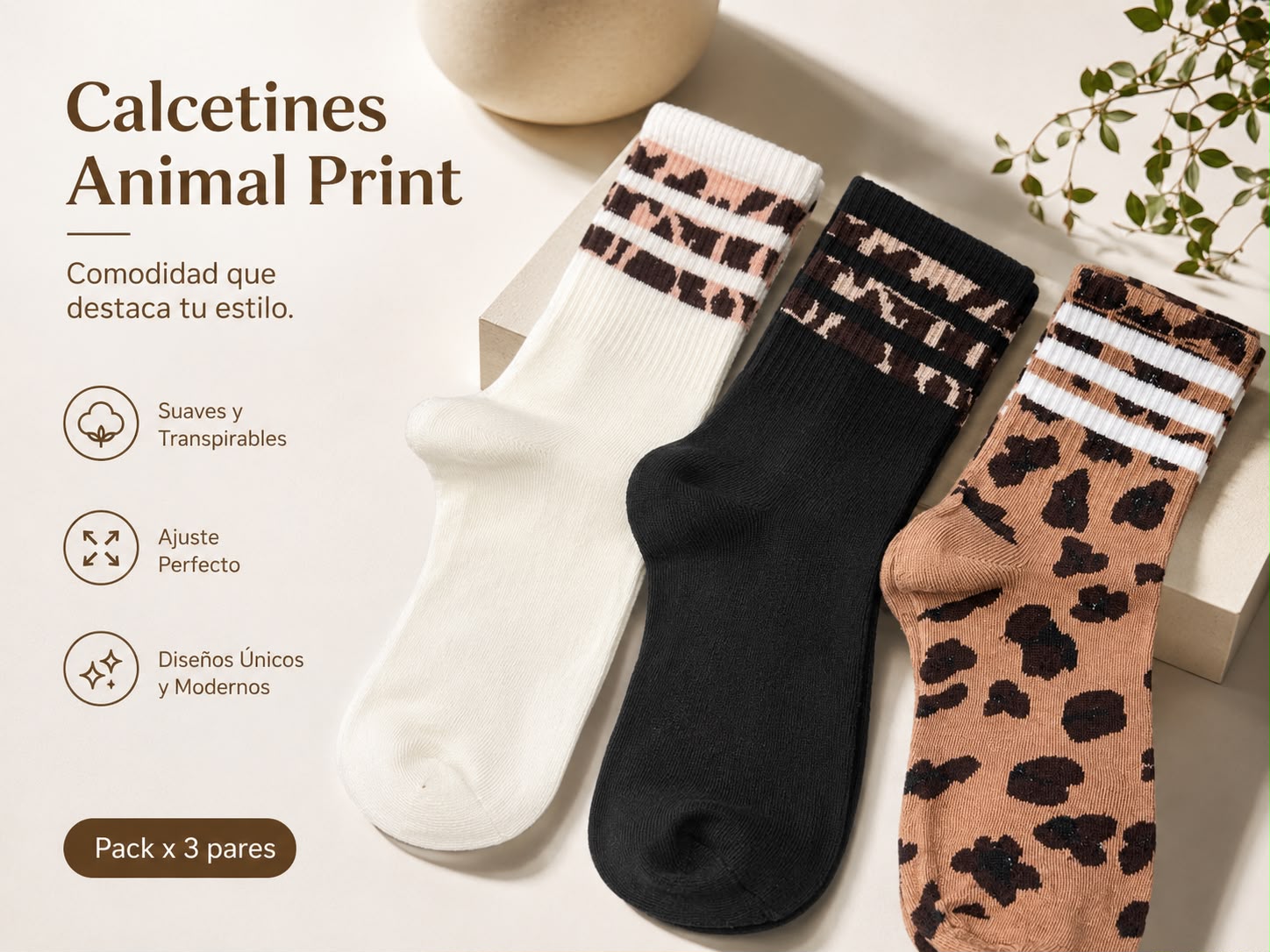 PACK X3 MEDIAS ANIMAL PRINT