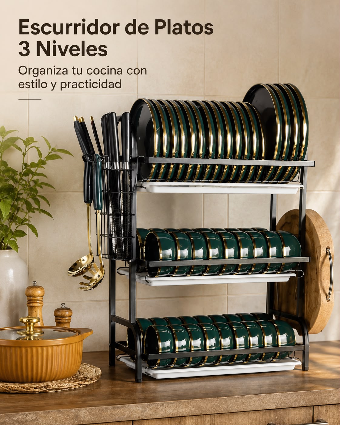ESCURRIDOR DE PLATOS 3 NIVELES