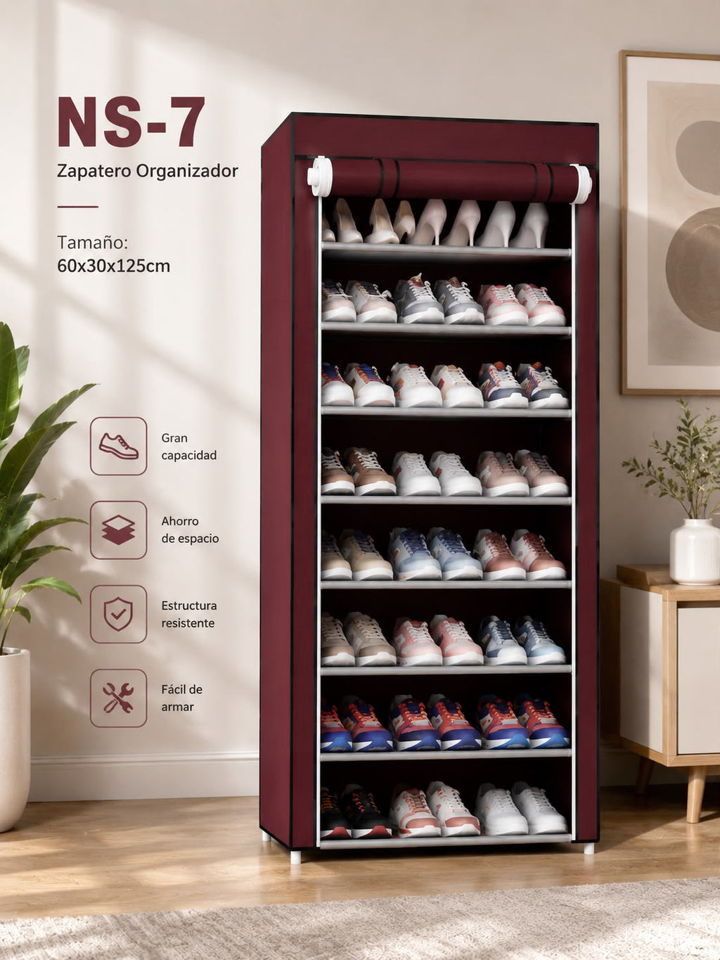 ZAPATERO ORGANIZADOR 7 NIVELES CON LONA