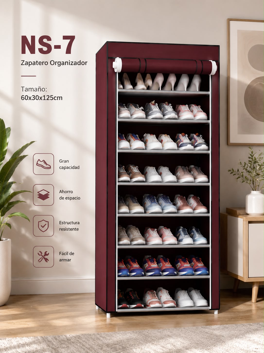 ZAPATERO ORGANIZADOR 7 NIVELES CON LONA