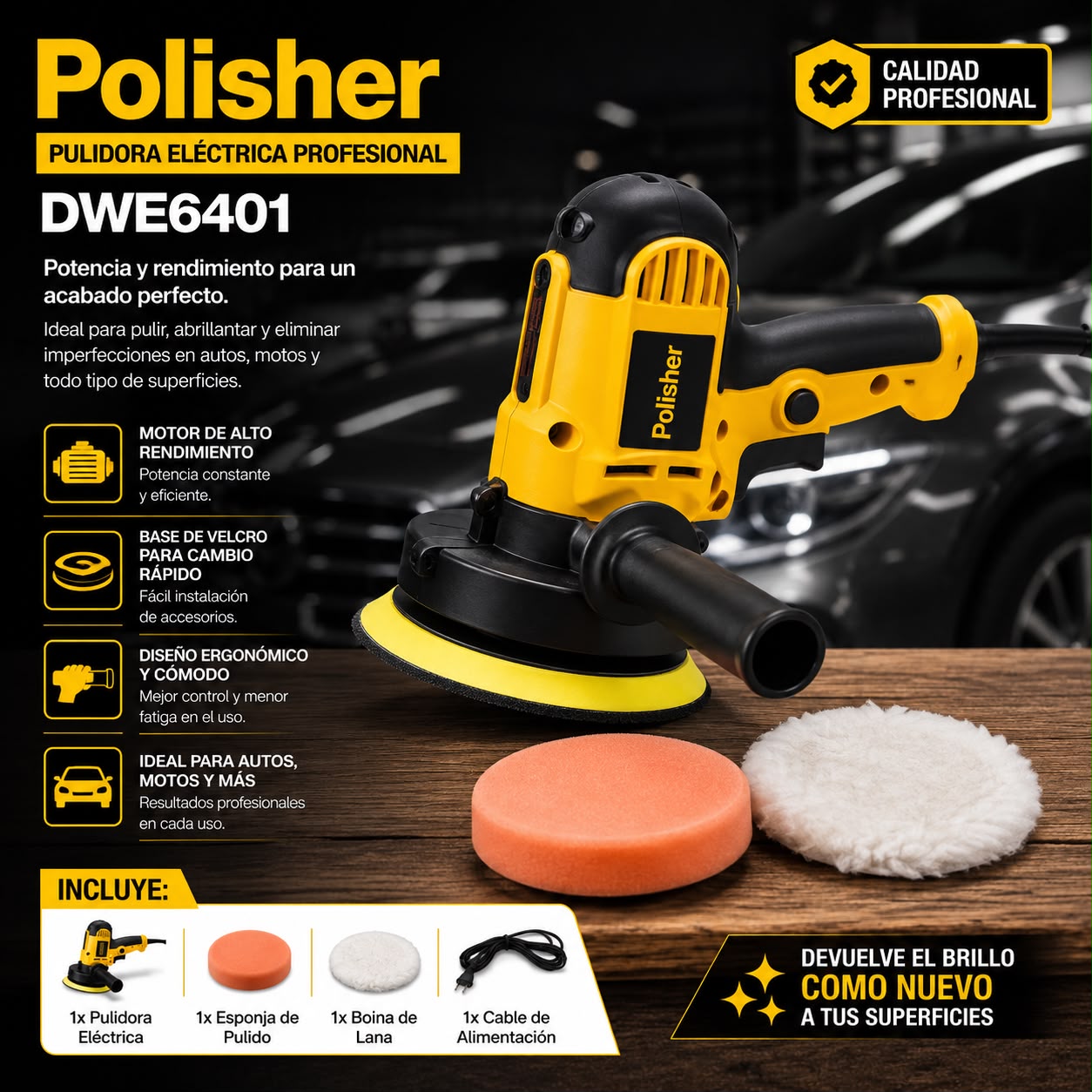 PULIDORA ELÉCTRICA PROFESIONAL DWE6401