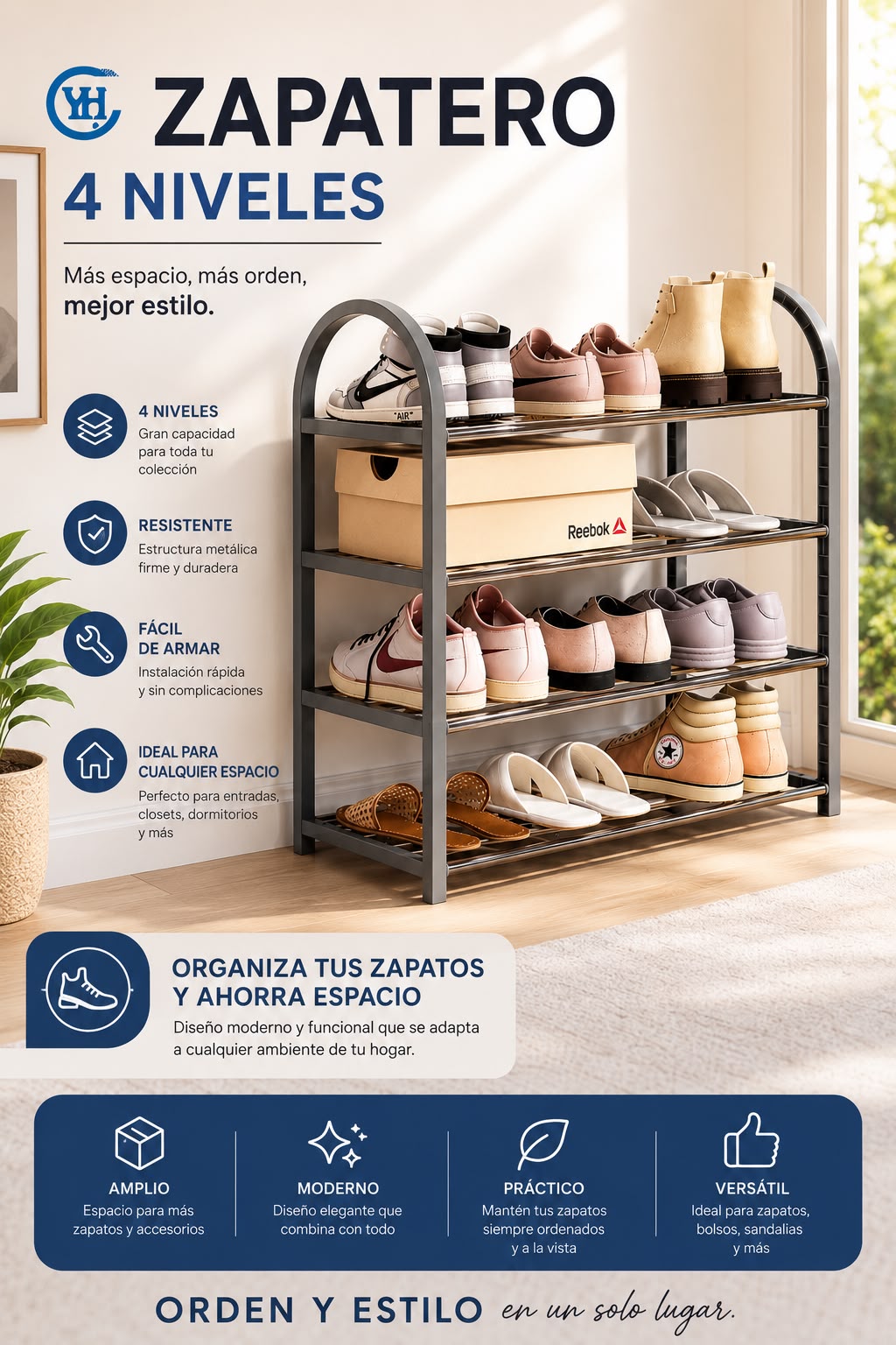 ORGANIZADOR DE ZAPATOS 4 NIVELES