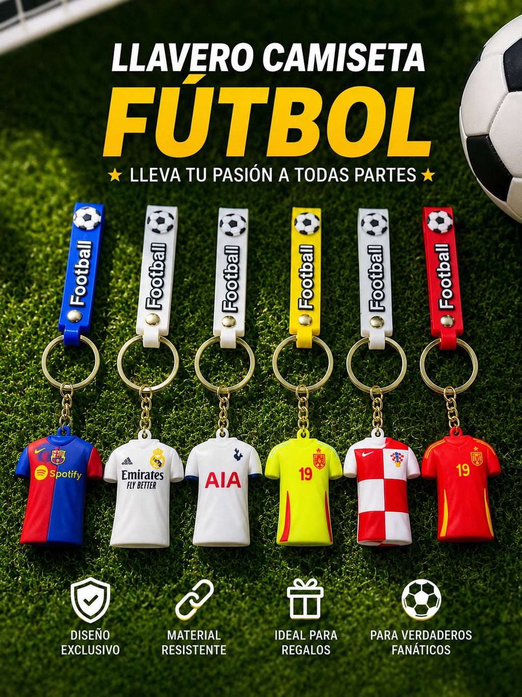 LLAVERO DE CAMISETA DE FÚTBOL