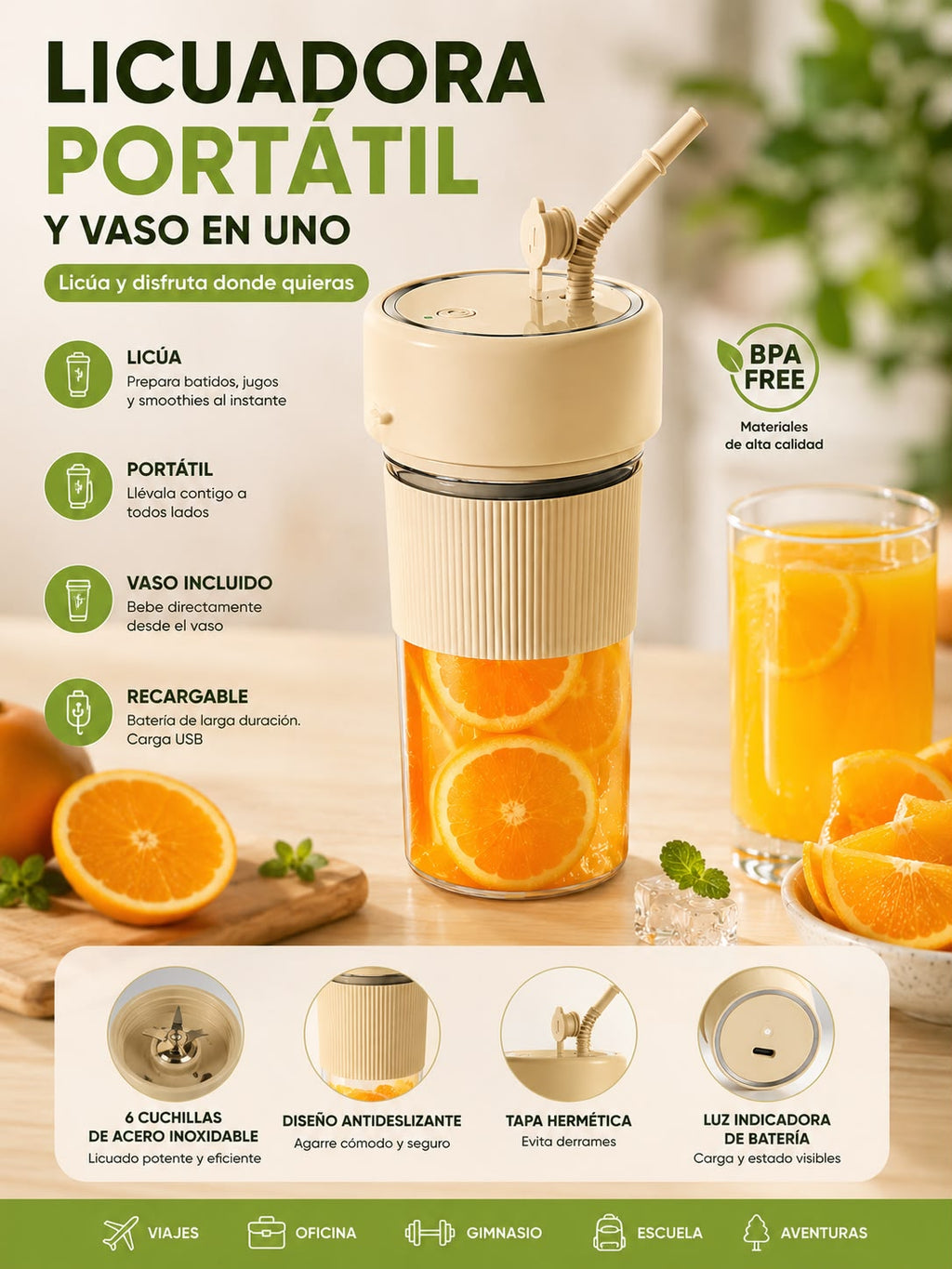 LICUADORA PORTÁTIL 2 EN 1