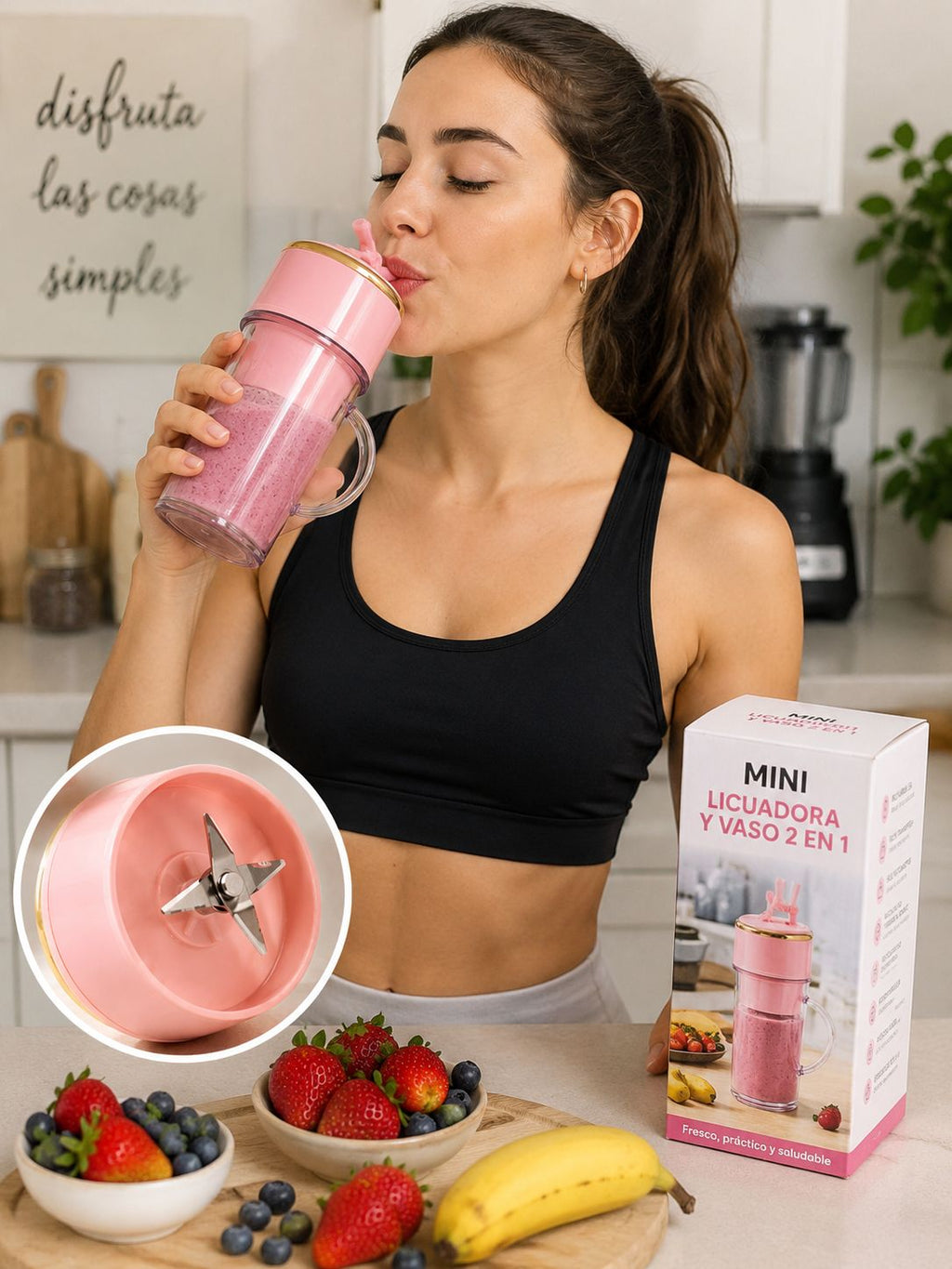 MINI LICUADORA Y VASO 2 EN 1