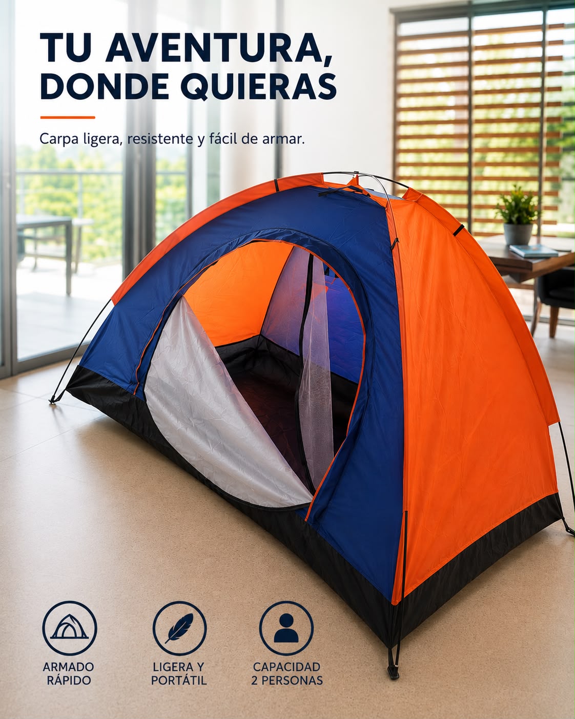 CARPA DE CAMPING PARA 2 PERSONAS