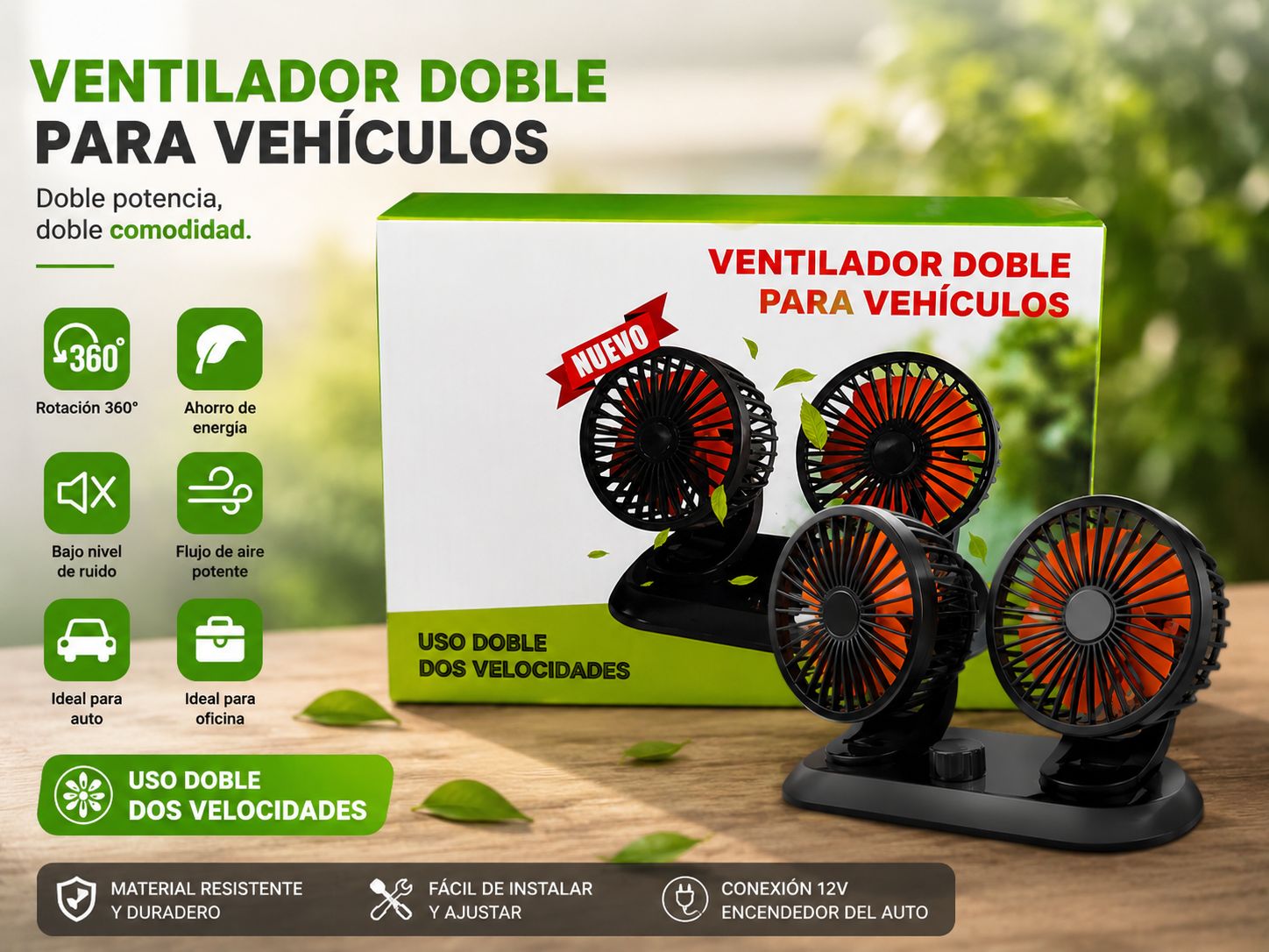 VENTILADOR DOBLE PARA VEHÍCULO