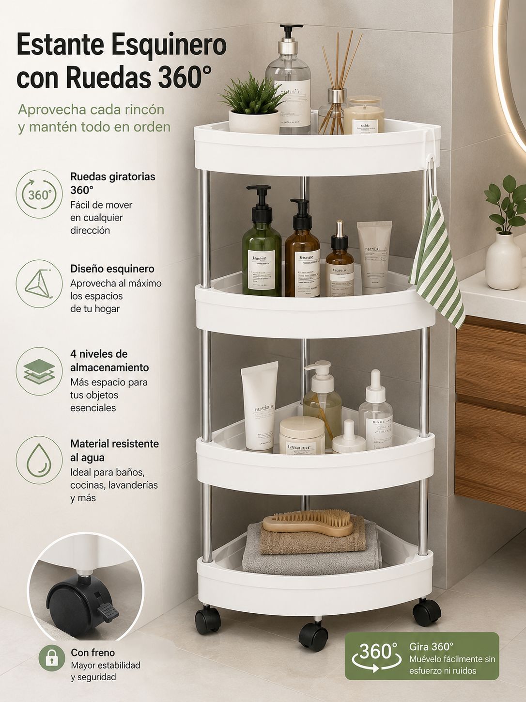 ORGANIZADOR ESQUINERO CON RUEDAS 360°