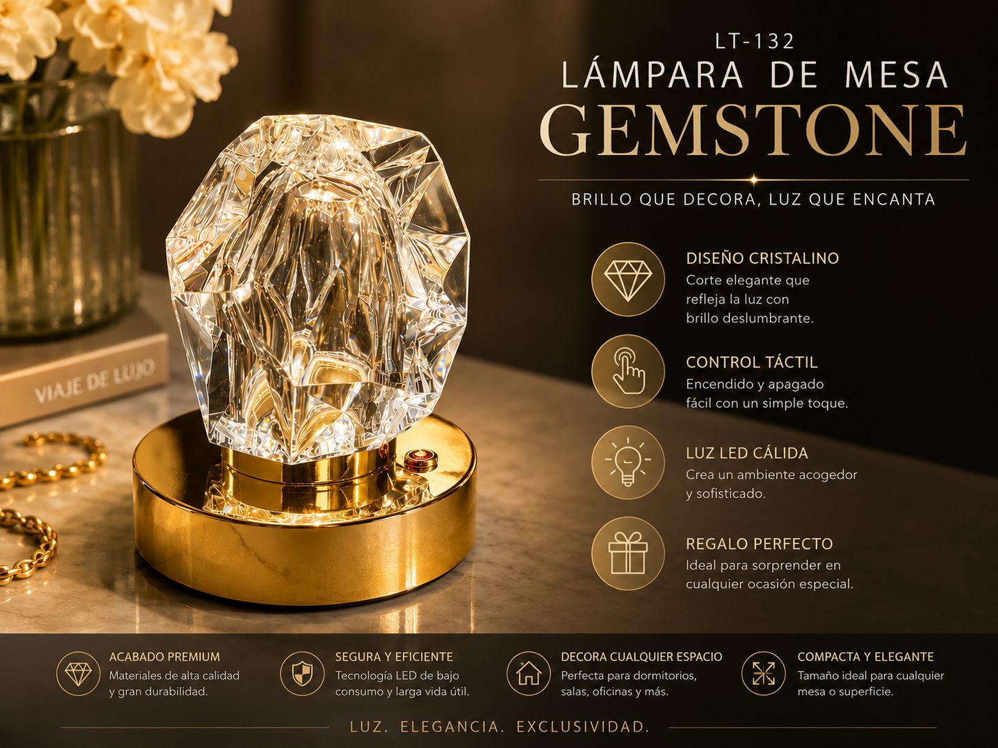 Lámpara de Mesa Cristal Diamante LT-132