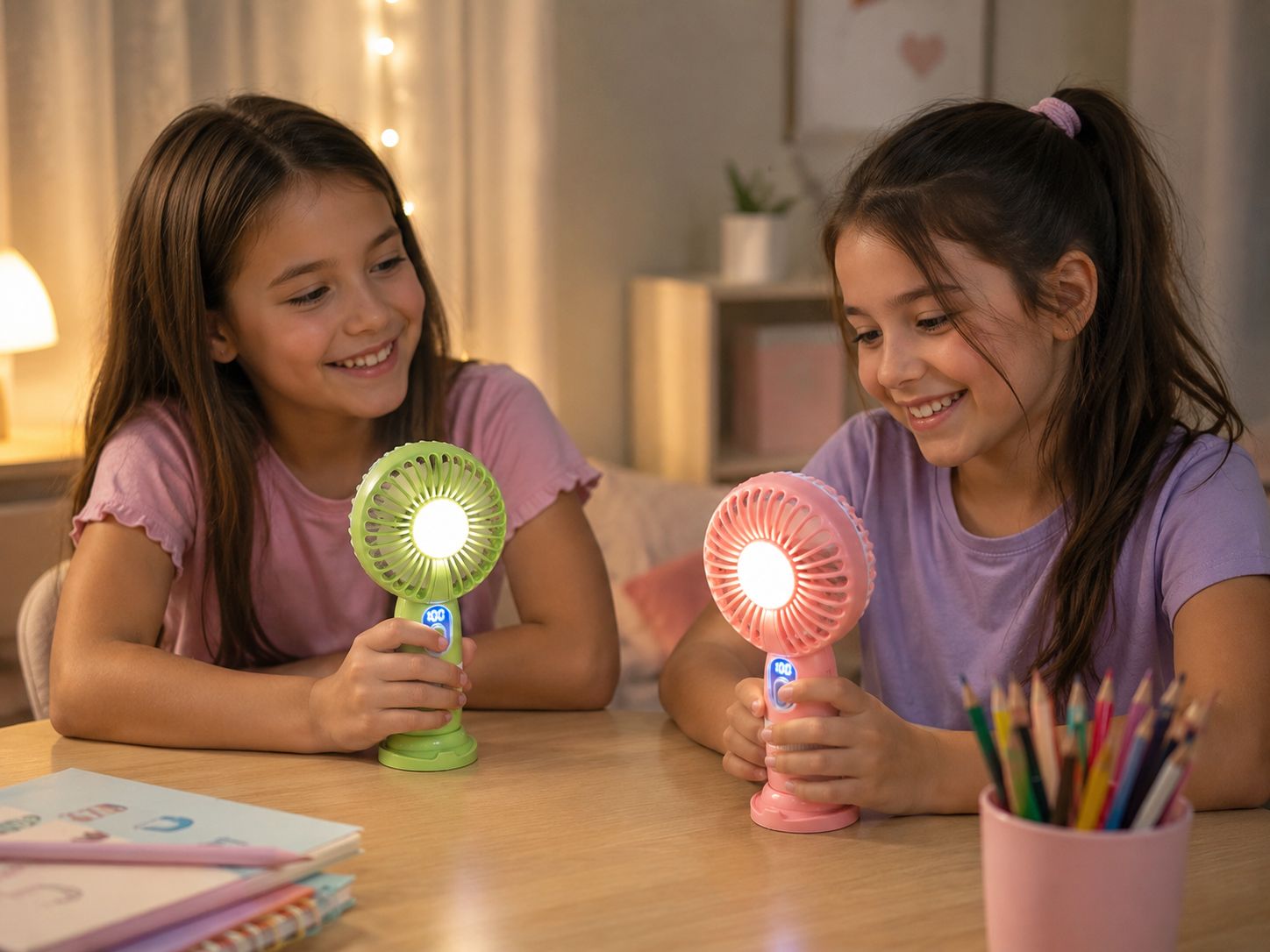 MINI VENTILADOR RECARGABLE CON LUZ LED