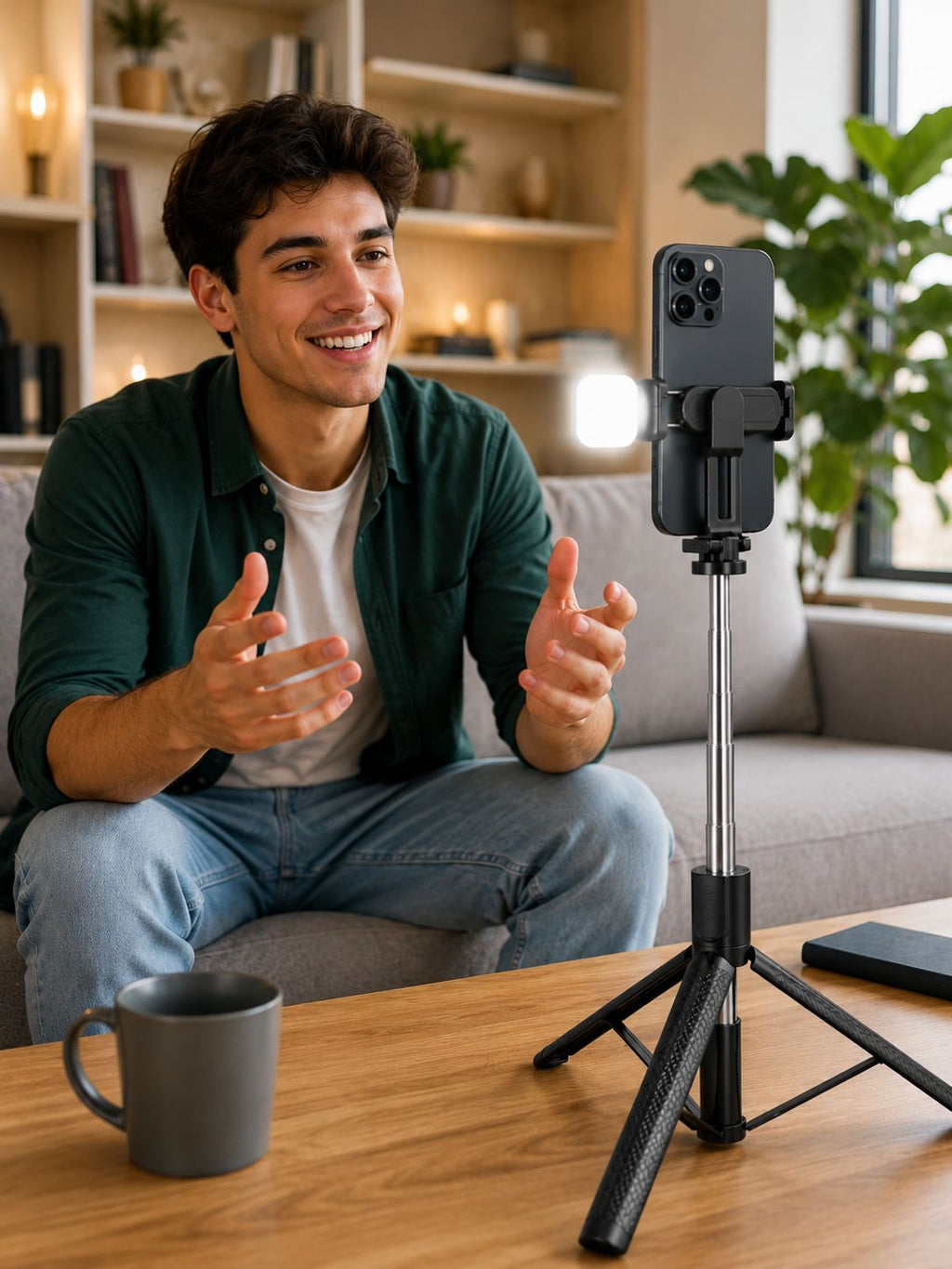 SELFIE STICK R7S-L CON LUZ LED INTEGRADA