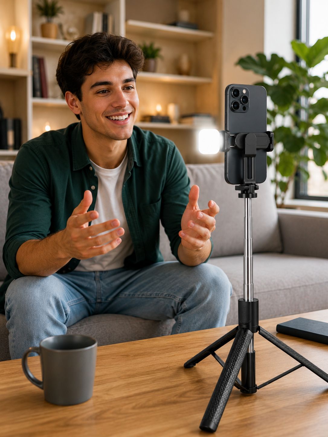 SELFIE STICK R7S-L CON LUZ LED INTEGRADA