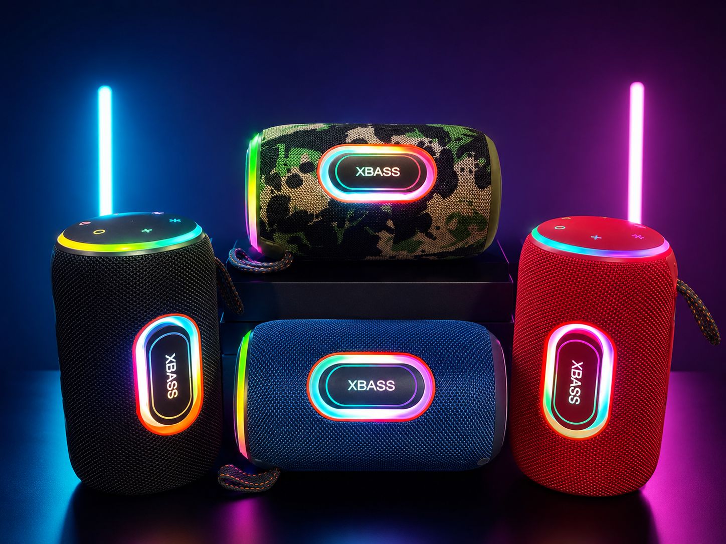 PARLANTE BLUETOOTH XBASS CON LUCES LED RGB