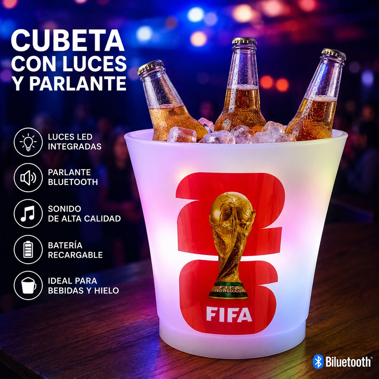 CUBETA LED CON PARLANTE BLUETOOTH
