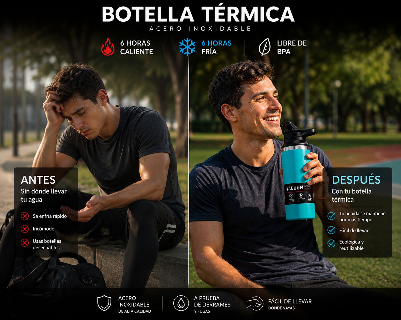 BOTELLA TÉRMICA DE ACERO INOXIDABLE – 510 ML