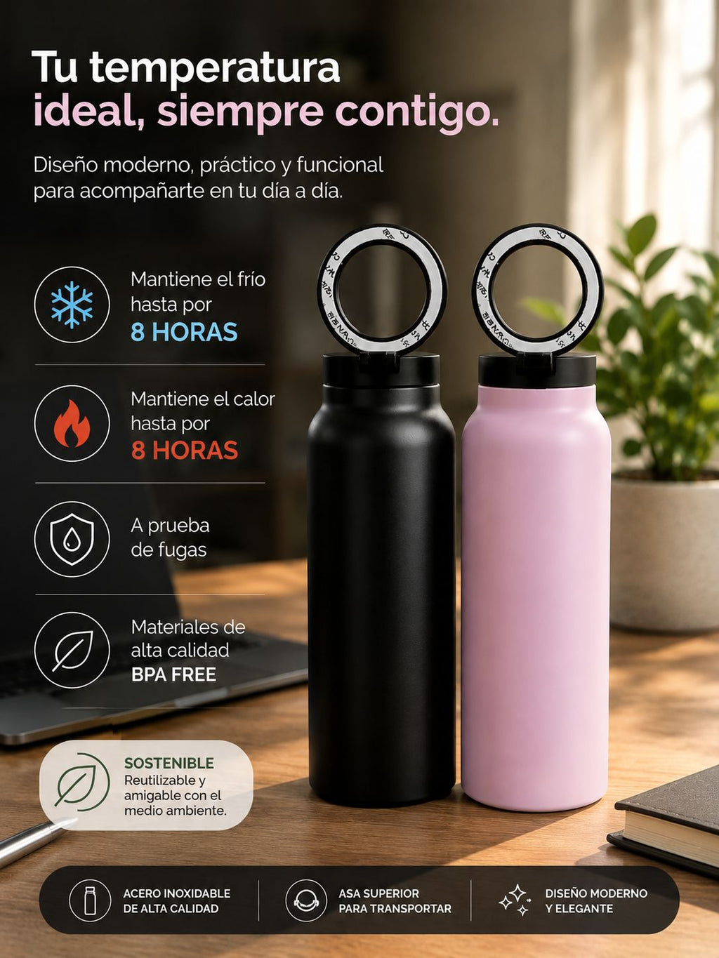 TERMO 2 EN 1 CON SOPORTE PARA CELULAR! 450 ml