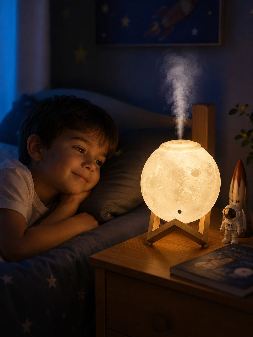 LÁMPARA LUNA 3D CON HUMIDIFICADOR