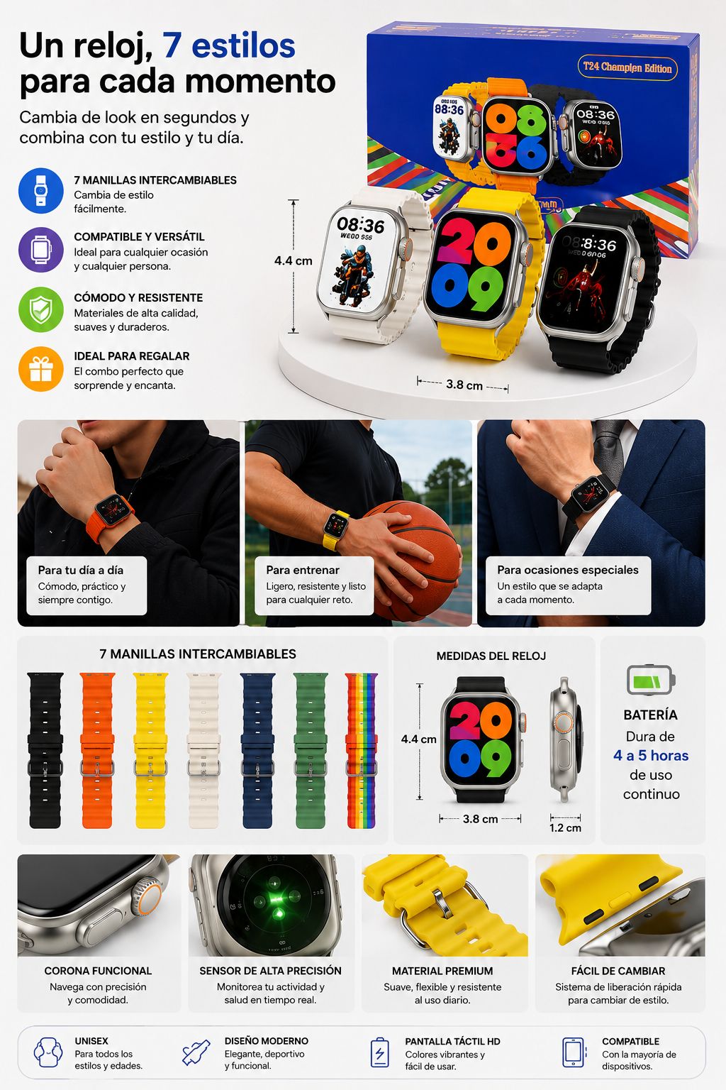 COMBO DE RELOJ T24 CHAMPIONS