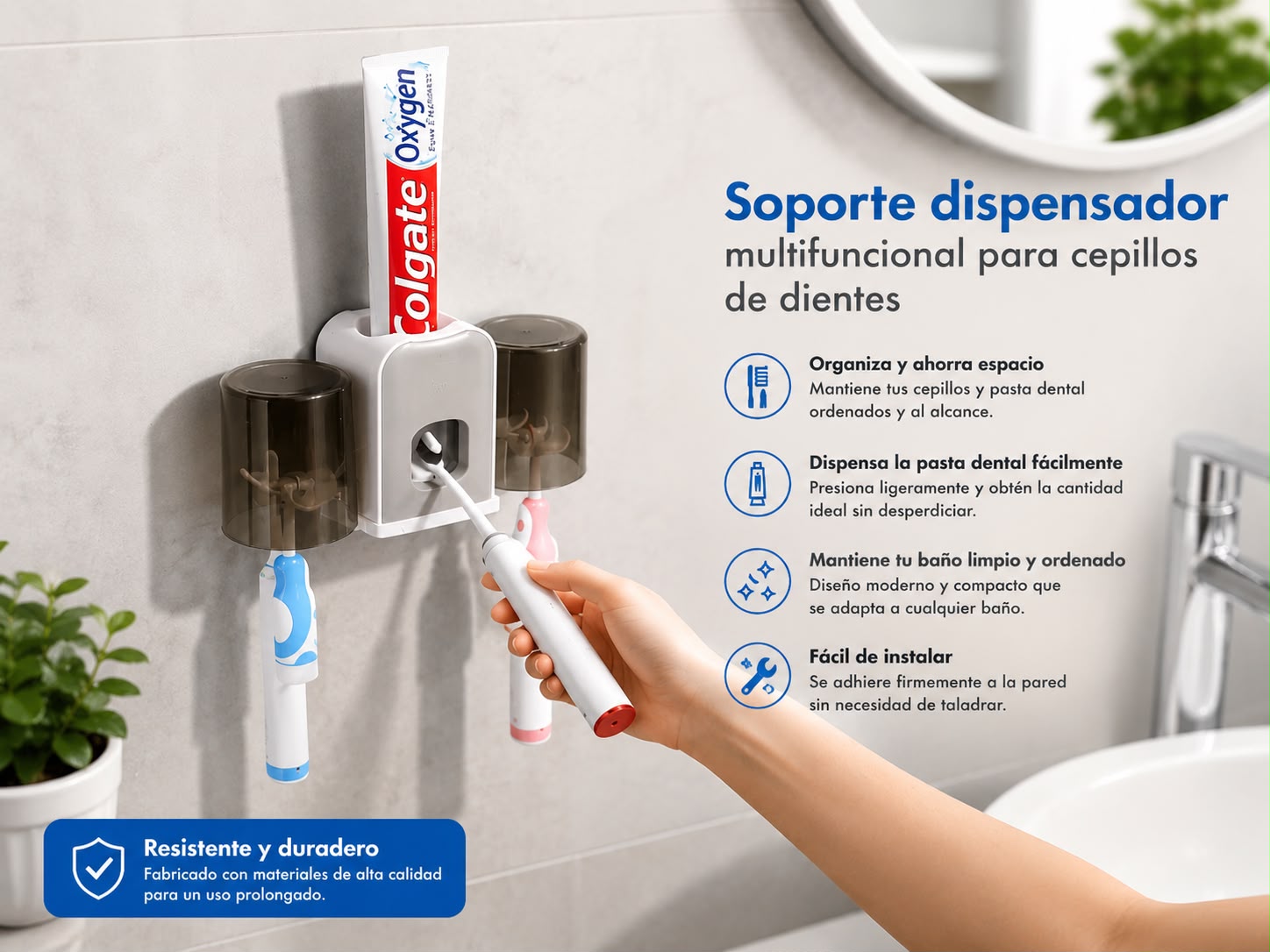 ORGANIZADOR DE CEPILLOS Y CREMA DENTAL E4N2