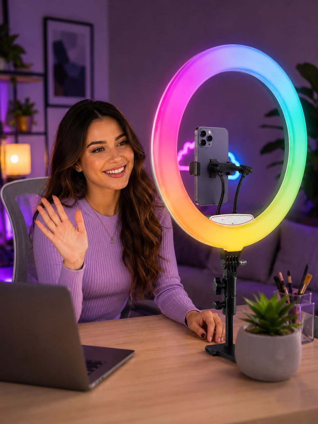 ARO DE LUZ RGB MJ-45 – 18 PULGADAS E8N4