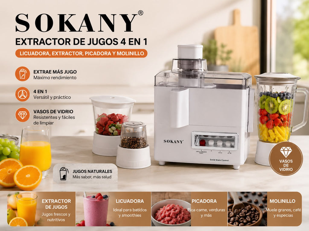 EXTRACTOR DE JUGO SOKANY 4EN1. E1N8