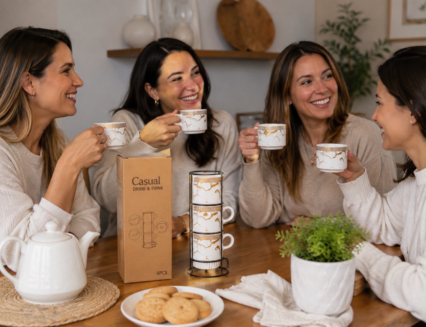 SET DE 4 TAZAS CON BASE METÁLICA E7N4