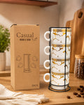 SET DE 4 TAZAS CON BASE METÁLICA E7N4