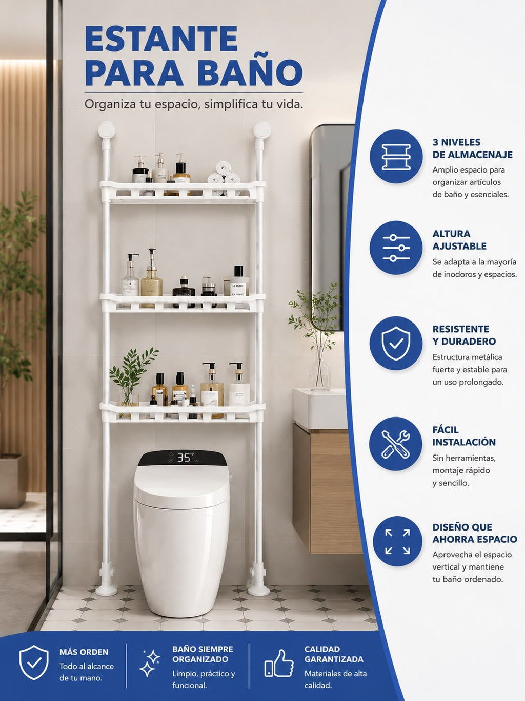 ESTANTERÍA ORGANIZADORA PARA BAÑO