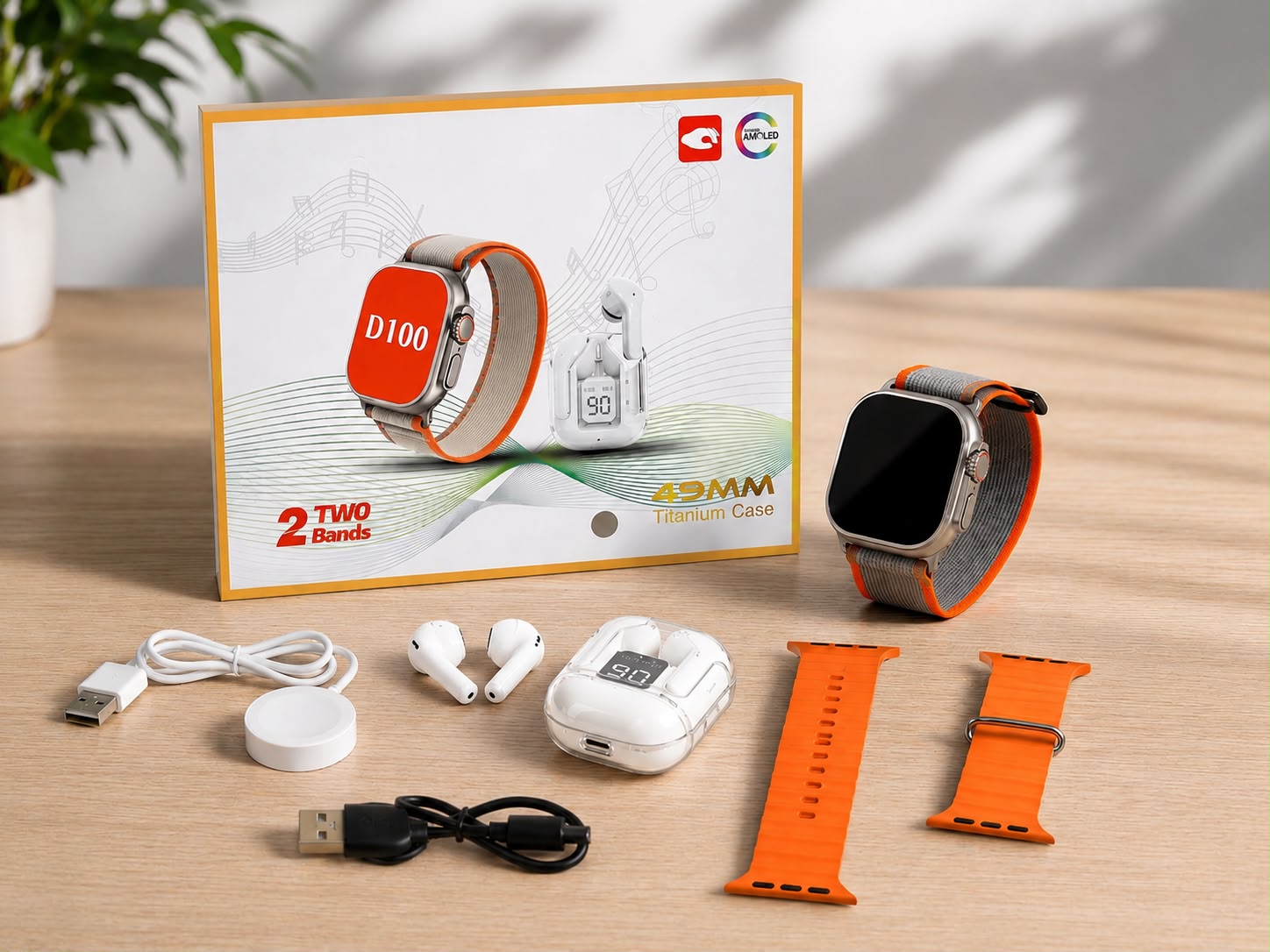 SMARTWATCH D100 + AUDÍFONOS INALÁMBRICOS. E6N3