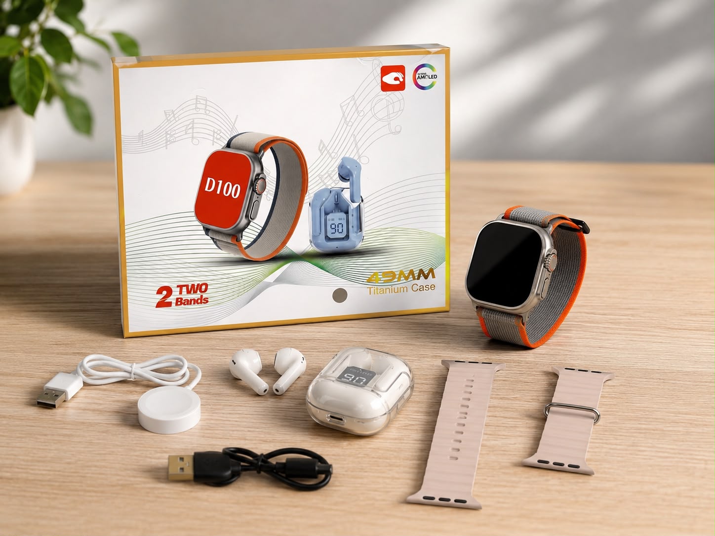SMARTWATCH D100 + AUDÍFONOS INALÁMBRICOS. E6N3