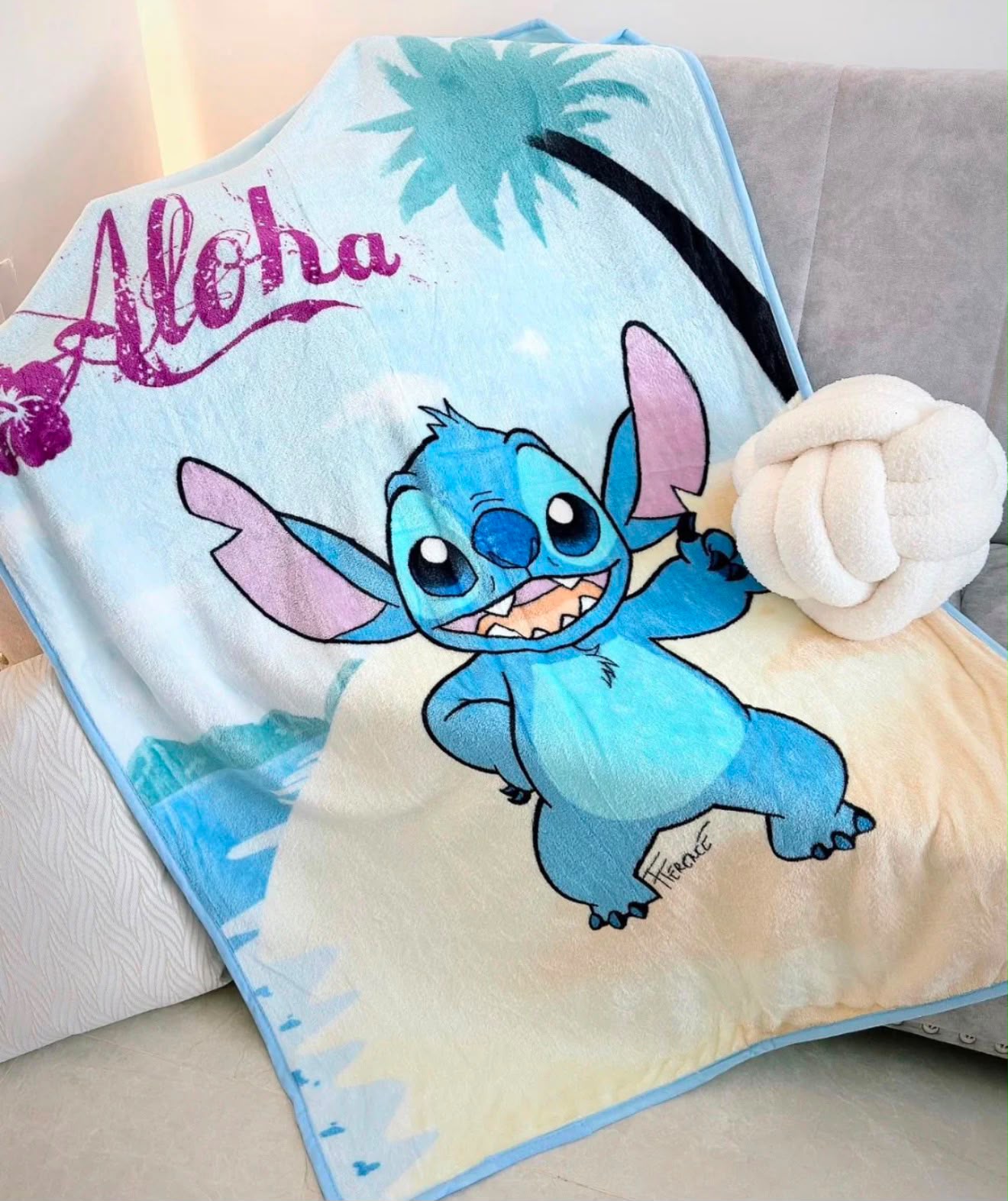 COBIJA INFANTIL AZUL STITCH