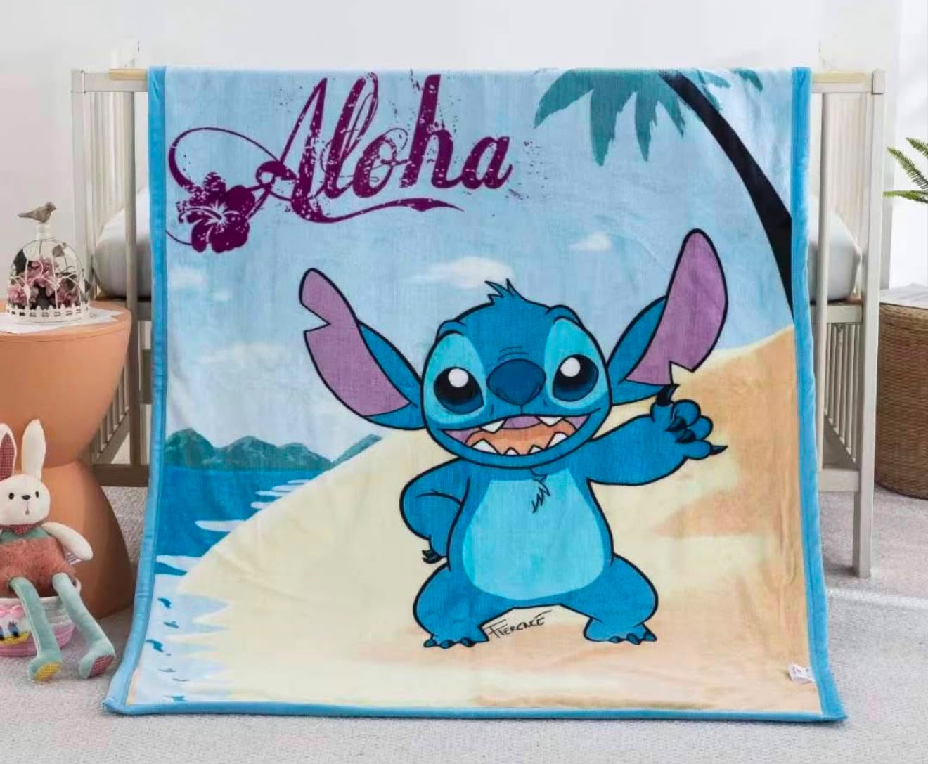 COBIJA INFANTIL AZUL STITCH