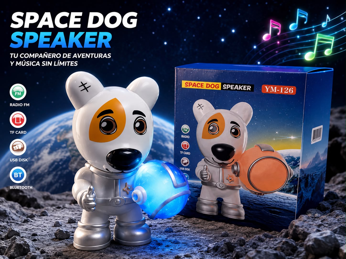 PARLANTE SPACE DOG SPEAKER YM-126. E2N4