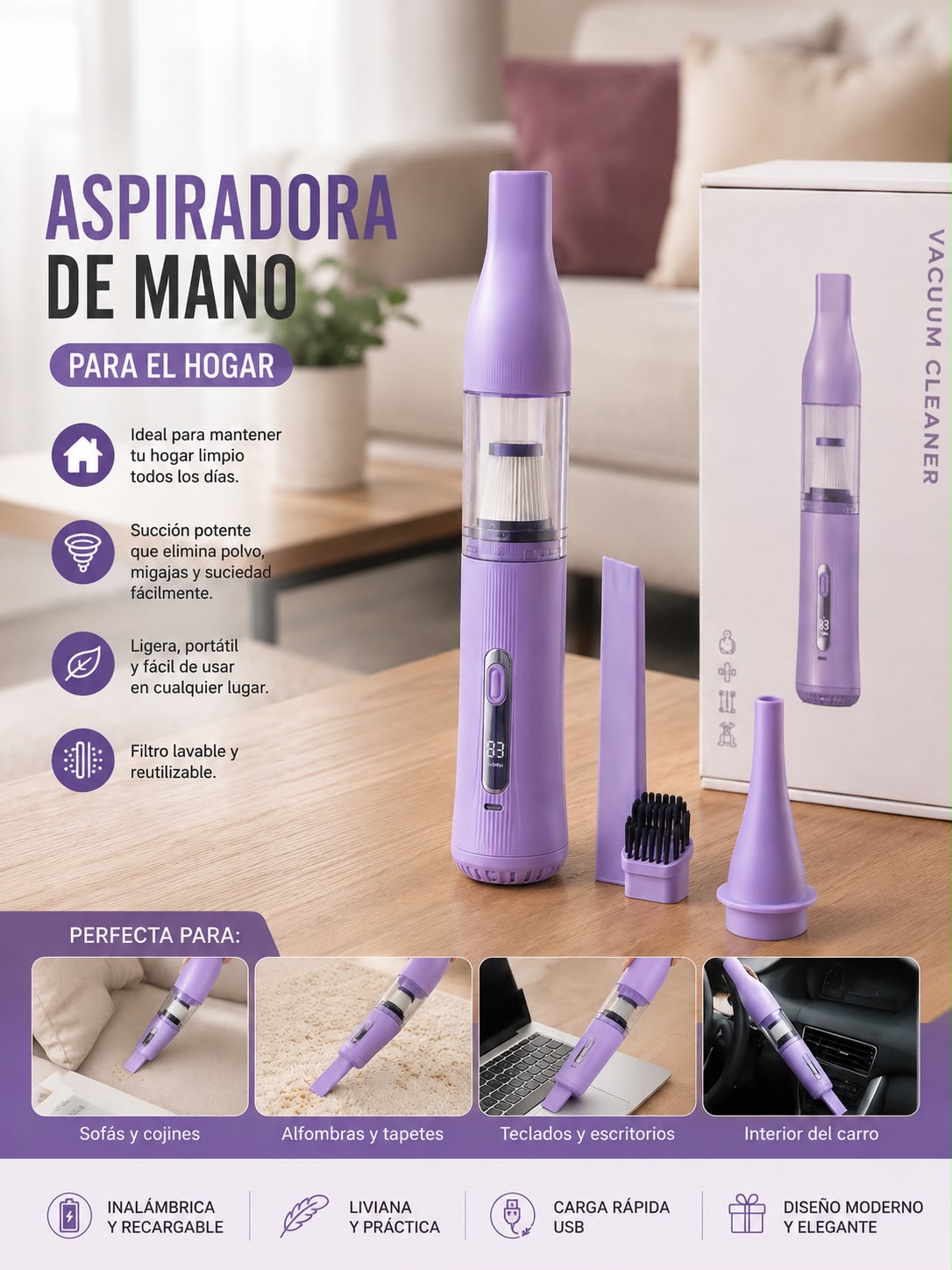 ASPIRADORA DE MANO INALÁMBRICA. E7N3